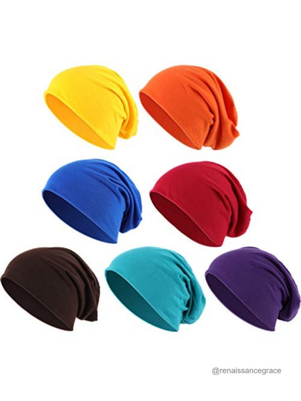 7 Pack Knit Slouchy Beanie Hats, Elastic Stretchy Dwarf Gnome Costume Accessory